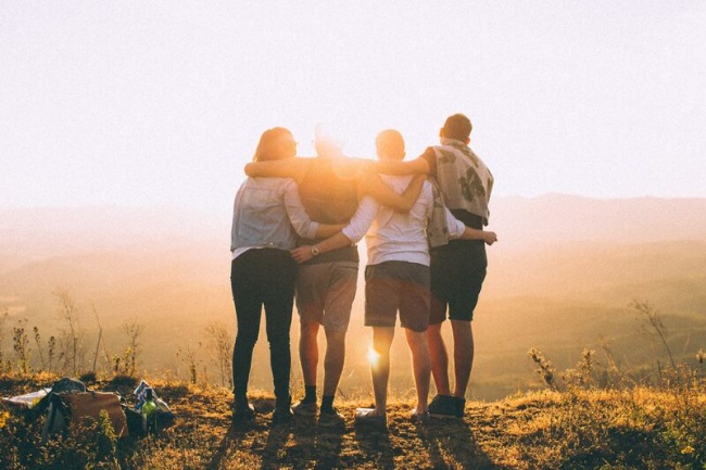 group photo on a mountain