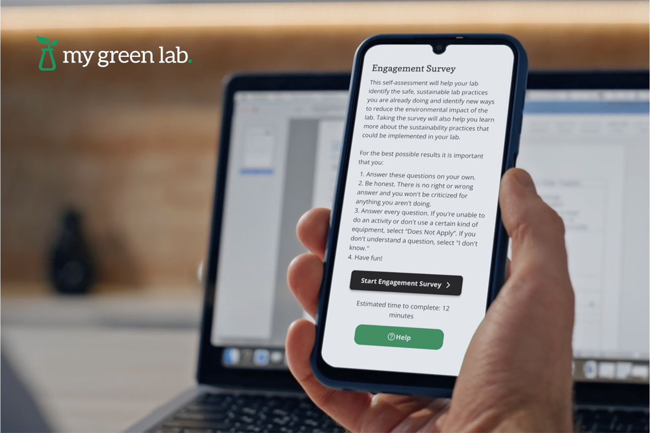 mobile phone with the my green lab certification engagement survey information
