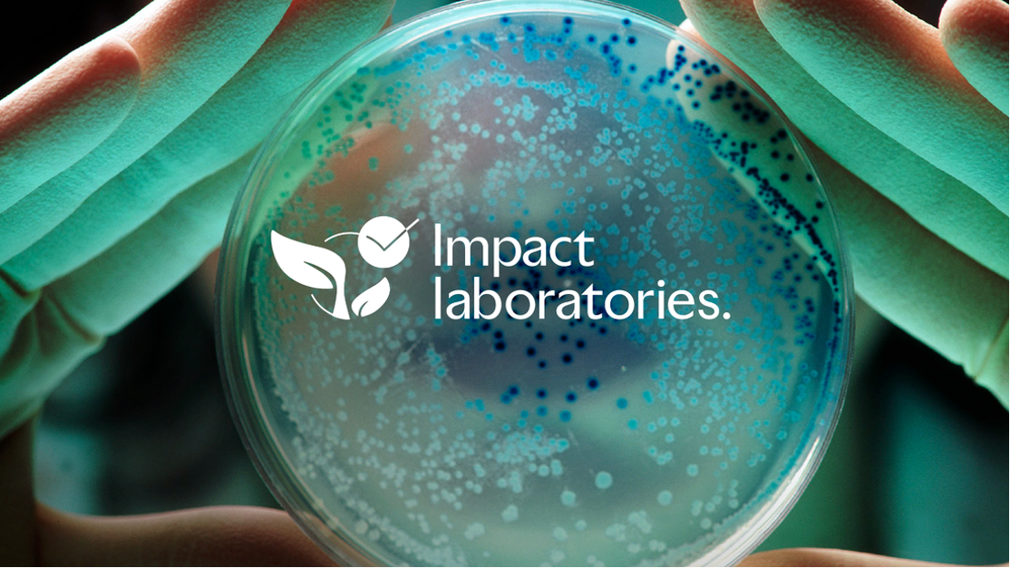 petri dish with impact laboratories logo in white